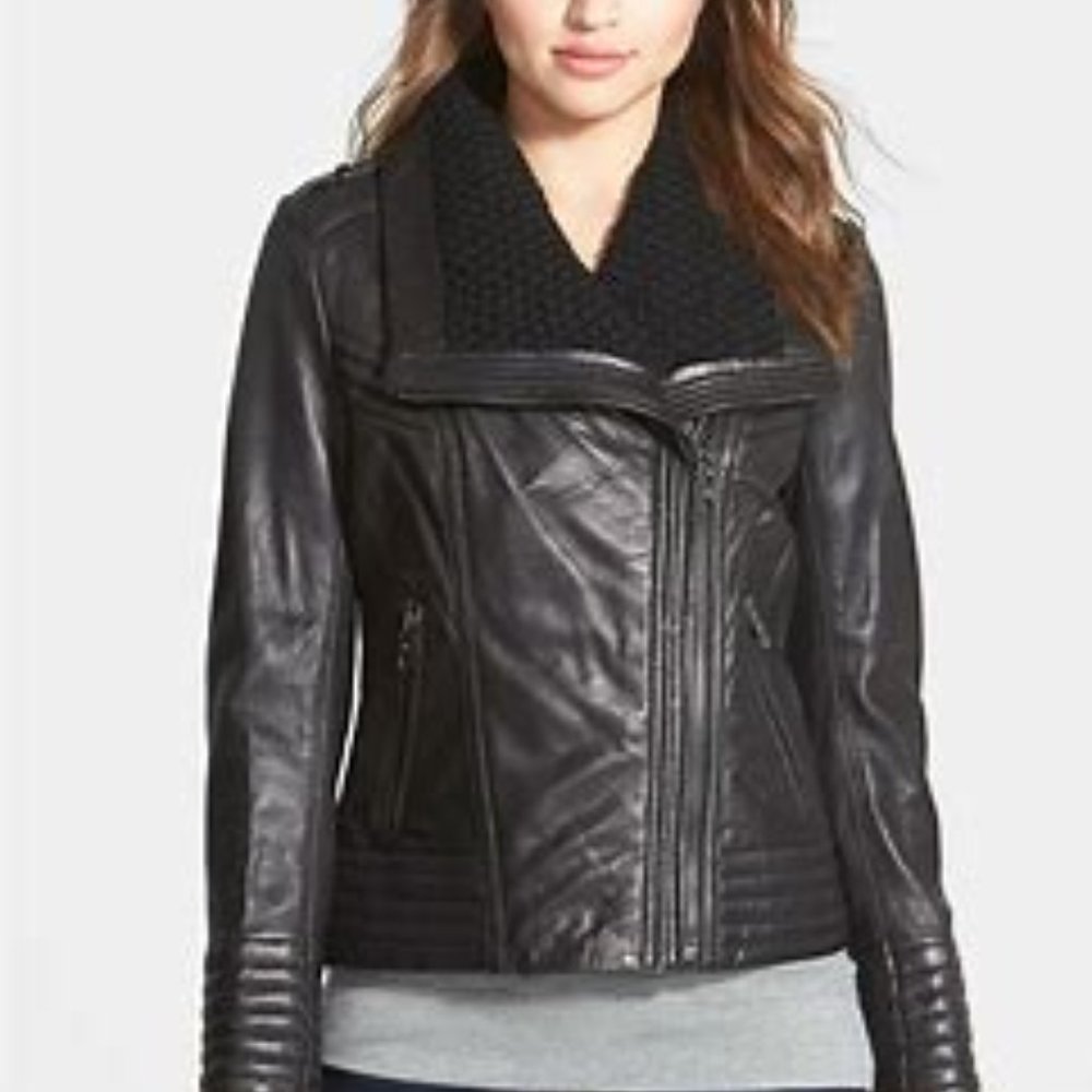 MICHAEL Michael Kors Asymmetric Zip Leather Jacket, NEW. XL